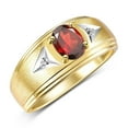 thumbnail image 4 of RYLOS Men's Rings Yellow Gold Plated Silver Classic 8X6MM Oval Gemstone &  Diamond Ring Garnet January Birthstone Rings For Man Silver Rings Size 9, 4 of 8