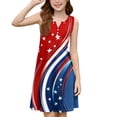 thumbnail image 5 of CCRFTGI 4th of July Dresses for Child Girls Size 8 Cute American Flag Stars Striped Mini Dress Party Patriotic Sleeveless V Neck Girls Clothes Summer Trendy Dress for Girls Wine 12-13 Years, 5 of 5