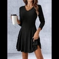 thumbnail image 4 of Vestido de Suéter de Larga, Vestido de Otoño, Cuello Redondo, Cintura Alta, Vestido Ajustado, Vestido Casual para Mujer Negro L, 4 of 8