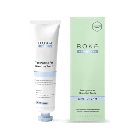 Boka Fluoride Free Sensitive Toothpaste  Nano Hydroxyapatite Toothpaste  Mint Cream Flavor - 3.4oz