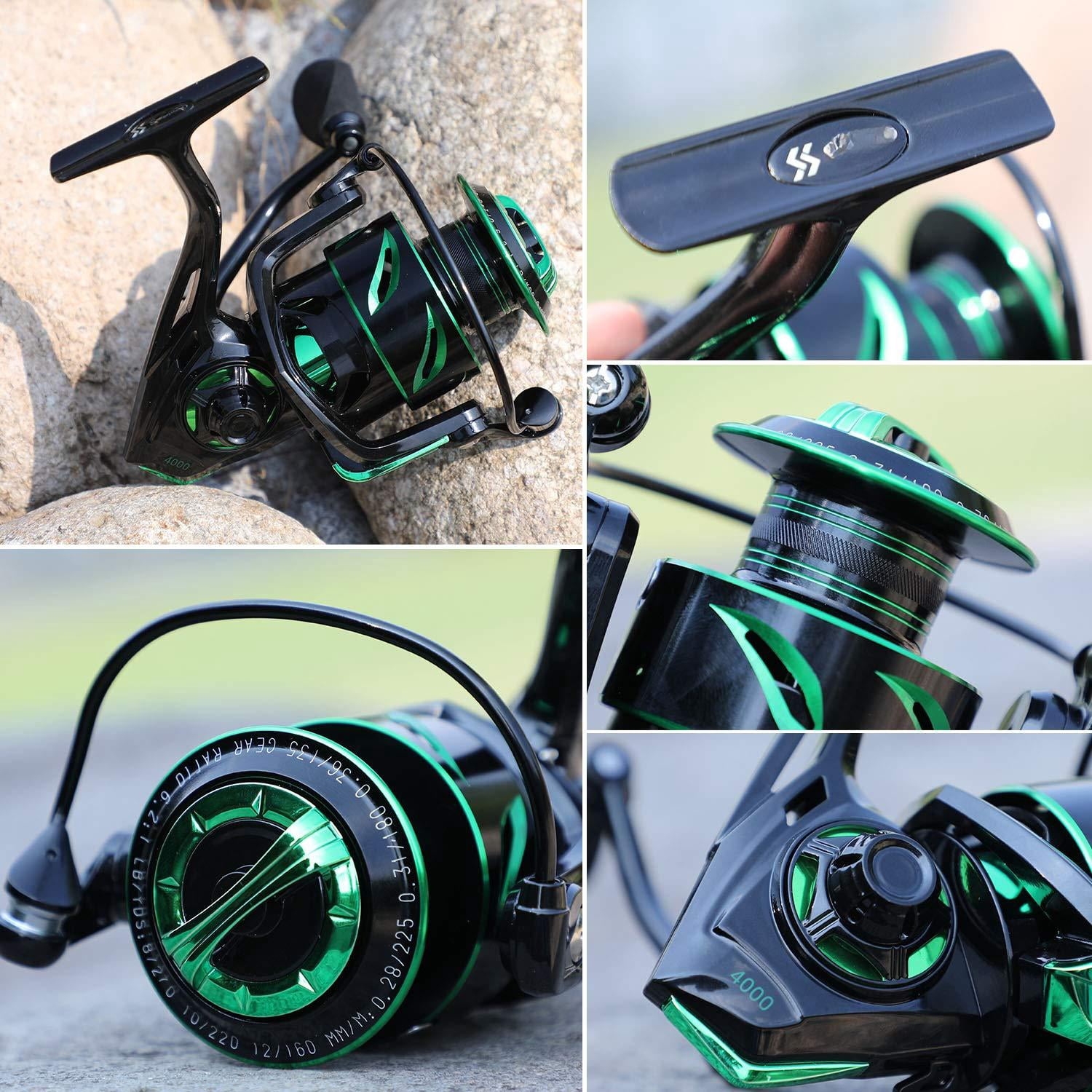 Fishing Reels Light Weight Saltwater Spinning Reel - 39.5 Lb Carbon Fiber Drag 12+1 Bb Ultra Smooth All Aluminum Inshore