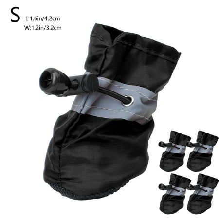FYTPOV 4pcs Dog Shoes for Small Dogs  Anti-Slip Dogs Boots Paw Protector  Puppy Booties with Reflective Straps  Cat Dog Shoes for Indoor Hardfloors  Black  S