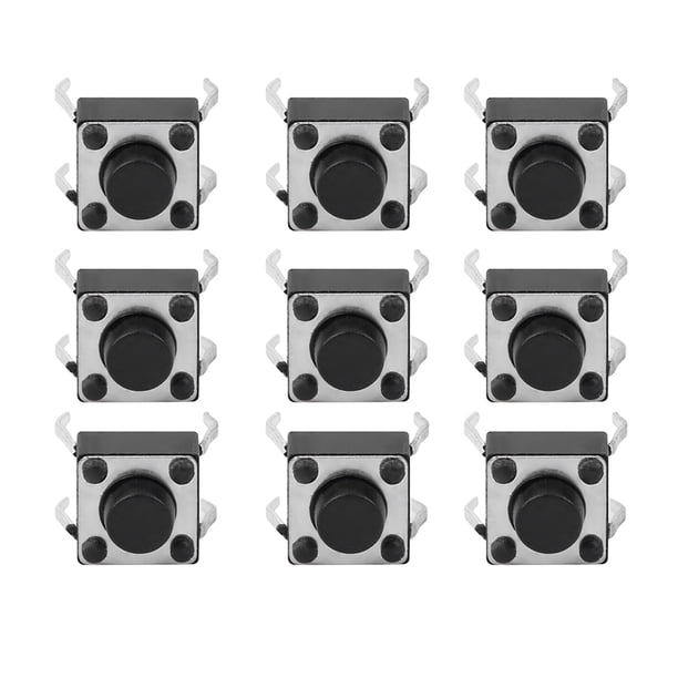 100 piezas de interruptor pulsador táctil momentáneo, miniinterruptor táctil, accesorio de 6 x 6 x 5 mm