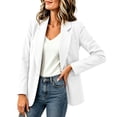 thumbnail image 2 of Women's Casual Lapel Blazer Long Sleeve Single Button Lightweight Work office Blazer Jacket with Pockets Spring Fall Daily Business Outfit White, 2 of 7
