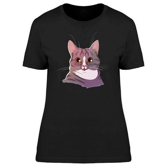 Big Eyed Cat With Tongue Out T-Shirt Women -Image by Shutterstock, Female Medium