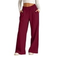 thumbnail image 2 of Enjoytime Work Pants Women Solid Color Stretch Waist Strap Drawstring Wide Leg Pants Travel Casual Loose Trousers, 2 of 8