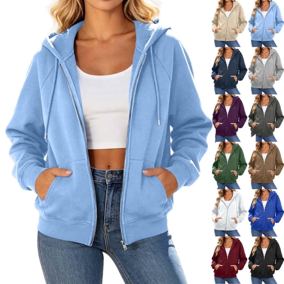 Luvrsol Womens Zip Up Hoodies Athletic Sweatshirt Long Sleeve Relaxed Fit Casual Running Jacket with Pockets S-2XL