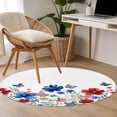 thumbnail image 5 of Round Area Rug 3ft, 4th of July Blue Red Flower Butterfly Non-Shedding Washable Area Rug, USA Flag Star Non Slip Low-Profile Circle Rugs for Living Room, Bedroom Dining Room, 5 of 9
