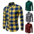 thumbnail image 1 of Men's Warm Plaid Shirts Flannel Long Sleeve Formal Shirt Tops Outfit, 1 of 5