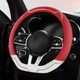 thumbnail image 2 of SIYTUAU D Shape Car Steering Wheel Cover Non Slip Grip Handle Cover Sports Design All Season Driving Accessory Heat Resistant Pu Leather Color D Red Red, 2 of 6