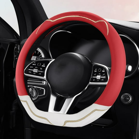 D-Shape Car Steering Wheel Cover Non-Slip Thin Handle Cover All-Season Sports Style High Low Temperature Resistant