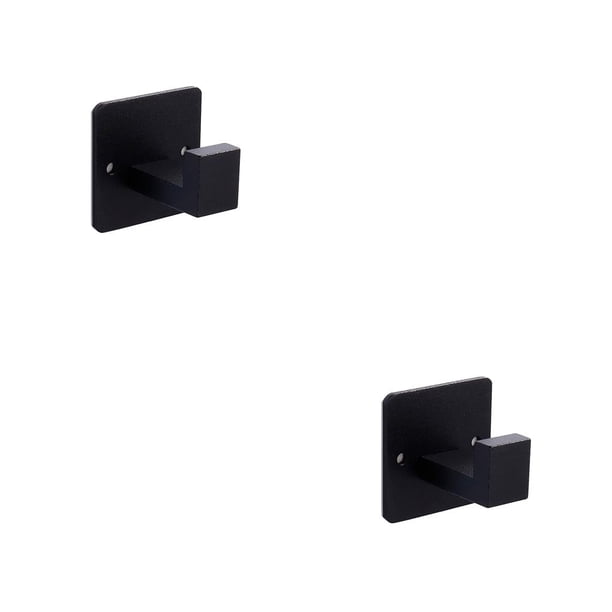 Kearding Gancho cuadrado de aluminio para toallas de baño, dormitorio, hogar, baño, ropa, bolso, soporte colgante, accesorios Negro 2Conjunto