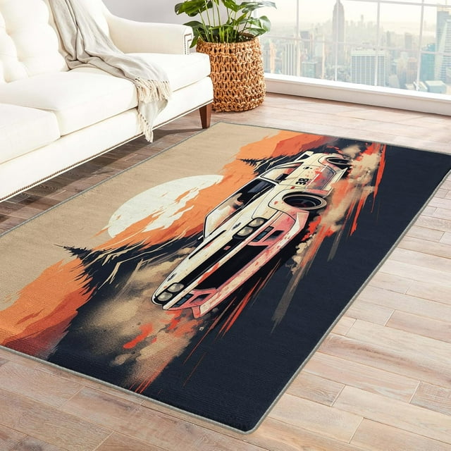 JDM Car Rugs for Bedroom - 4x5 Rug - JDM Car Rug - Japanese Race Car Area Rug - Boys Racing Rugs - Sports Car Carpet