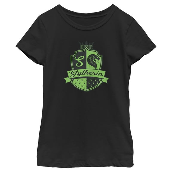 Girl's Harry Potter Slytherin Shield Graphic Tee Black X Large
