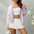 thumbnail image 2 of Women´s Button Down Sweater, Casual Long Sleeve V Neck Floral Print Loose Knit Cardigan Coat, 2 of 10