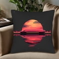 thumbnail image 5 of Set of 2 18x18in Throw Pillow Covers - Futuristic Train Design Vibrant Sunset Colors Perfect for Couch Bed or Car Decor, 5 of 8