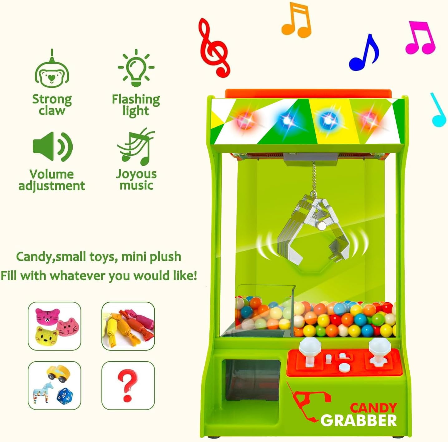 POCO DIVO Claw Machine Arcade Grabber Arcade Crane Toy with Lights and Music