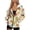 Cartoon Flower, variant on Adjustable Drawstring Hood Zip Up Jacket for Fall Winter, Sunflower Rooster Polyester Fabric with Pockets Womens Zip Up Hoodies