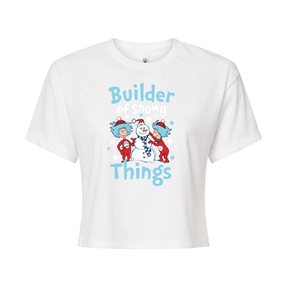 The Cat in the Hat - Builder Of Snowy Things - Juniors Cropped Graphic T-Shirt