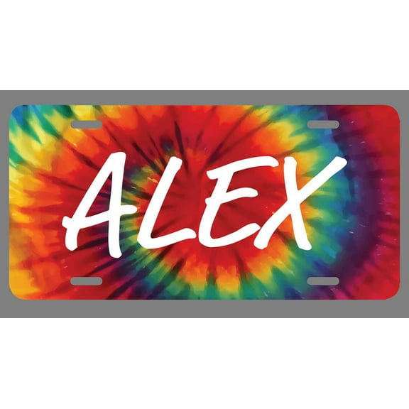 Alex Name Tie Dye Style License Plate Tag Vanity Novelty Metal | UV Printed Metal | 6-Inches By 12-Inches | Car Truck RV Trailer Wall Shop Man Cave | NP1604