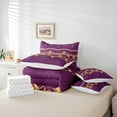 thumbnail image 6 of Feelyou Hippie Tribal Damask Twin Bedding Sets 7-Piece for Adult, Mandala Bohemian Bedding Comforter Set, Vintage Boho Purple Gold Reversible Sheet Sets, Lightweight Room Decor, 6 of 8