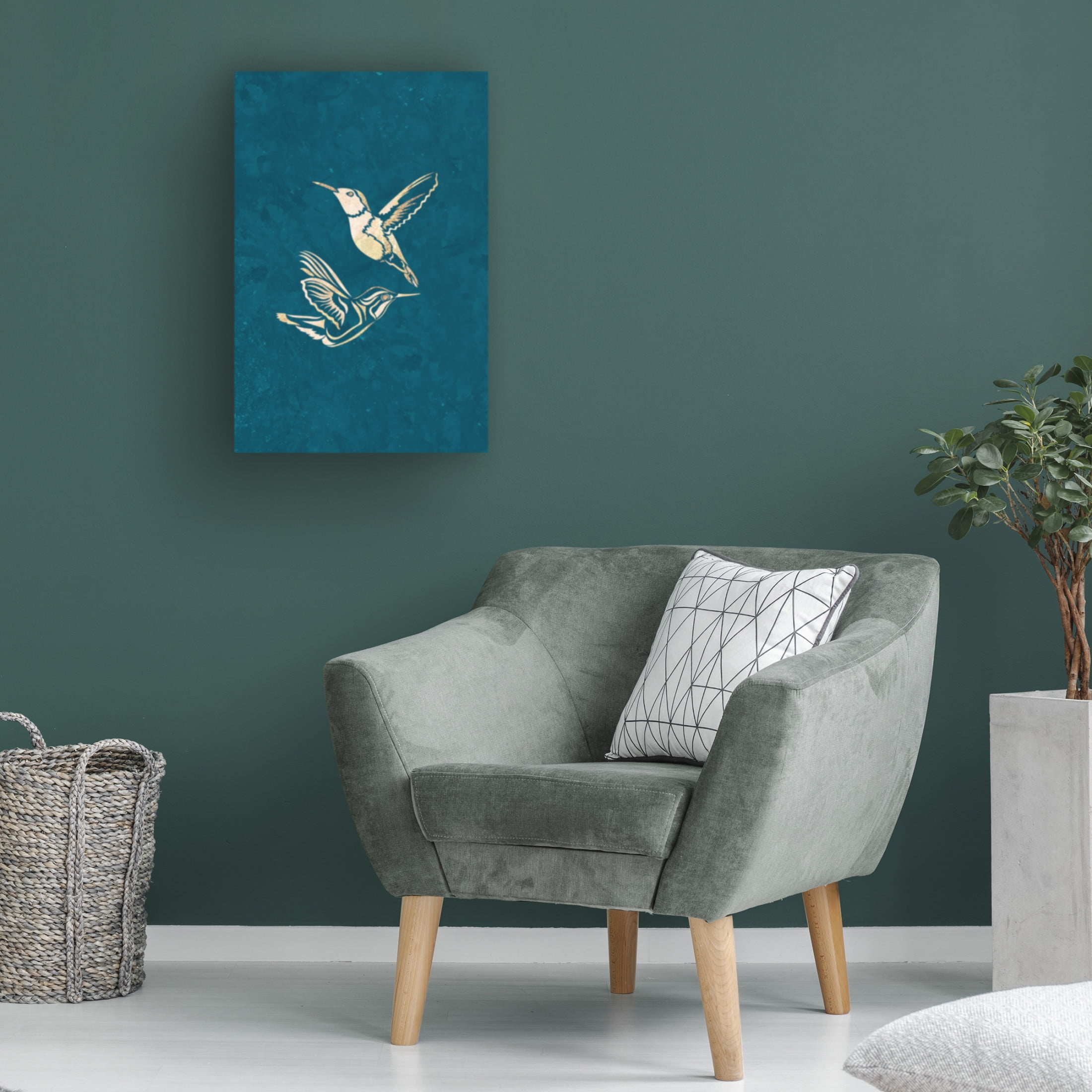 Trademark Fine Art Sarah Manovski Gold Hummingbird Line art Silhouettes 1 Canvas Wall Art