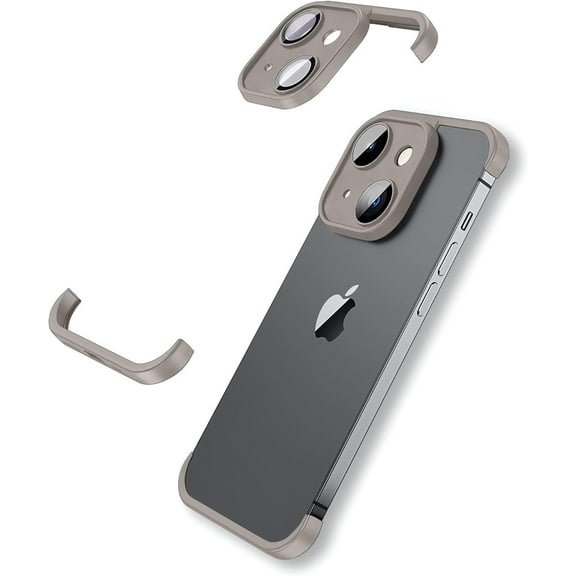 Frameless Fit for iPhone 15 Bumper Case with Camera Lens Protector, Slim Soft TPU Shockproof Phone Cover, Minimalist Yet Protective Shell (Titanium Gray)