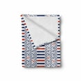 thumbnail image 2 of Nautical Soft Flannel Fleece Throw Blanket, Marine Pattern with Stripes Anchors Rope Sailor Navy Design, Cozy Plush for Indoor and Outdoor Use, 50" x 60", Night Blue Orange, by Ambesonne, 2 of 6