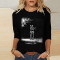 thumbnail image 3 of Camisas Para Mujer Camiseta Estampada de Moda Blusa de Manga 3/4 de Longitud Media Cuello Redondo Tops Casuales Odeerbi ODB128955, 3 of 5