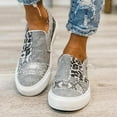 thumbnail image 4 of KAQ Women's Casual Animal Print Canvas Slip-On Flats - Raw Edge Pieced Design, Orthopedic Comfort, Low-Top Platform Sneaker Style, 4 of 9