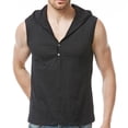 thumbnail image 1 of cllios Men's Hooded Tank Tops Classic Solid Color Sleeveless Button V Neck Hoodie Tanks Lightweight Slim Gym Workout Muscle Shirts, 1 of 9
