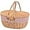 Red Stripes, variant on Large 15.4" Wicker Picnic Basket with Removable Liner Empty Picnic Baskets with Lid, Picnic Hamper with Foldable Handles for Picnic, Yellow Checkered, Large