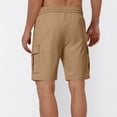 thumbnail image 4 of Pantalones Cortos de Carga de Cintura Elástica para Hombres Casual Sólido Longitud de Rodilla Bolsillo de Carga Pantalones Rectos, Mezcla de Algodón, 4 of 8