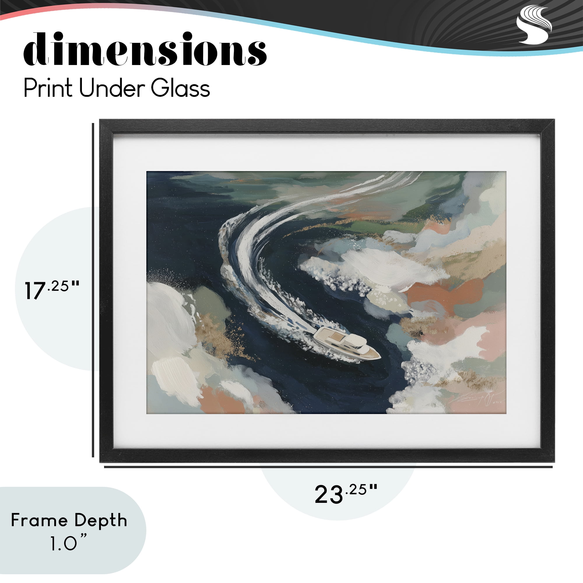 Stupell Industries Boat Wake From Above Black Framed Print Under Glass, design by Chromatic Storm Studio