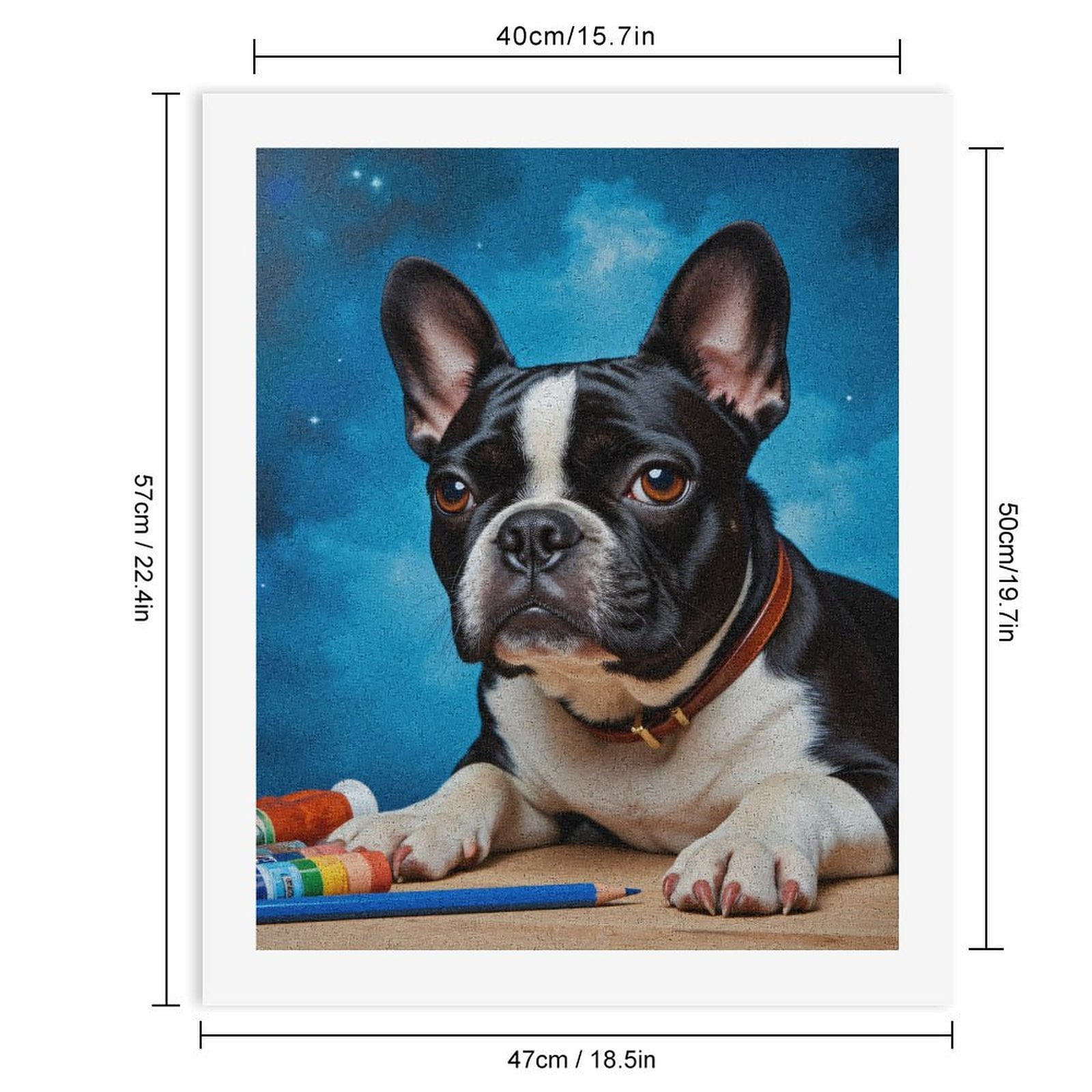 Paint By Numbers Kit for Adults Beginner - DIY Dog Art Supplies Sky Blue Canvas Painting Kits for Adults, Frameless Paint By Number for Adults for Home Wall Decor 16x20 Inch