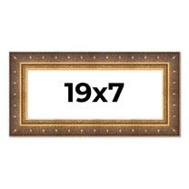 19x7 Frame Vintage Gold Solid Wood Picture Frame | 2.5 Inch Moulding Width | Ornate Bronze Museo