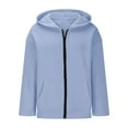 thumbnail image 4 of Zip up Hoodie Women Oversized Sweatshirts Fall Warm Fleece Lined Jackets Sports Casual Loungewear Coat with Pockets Sky Blue L, 4 of 6
