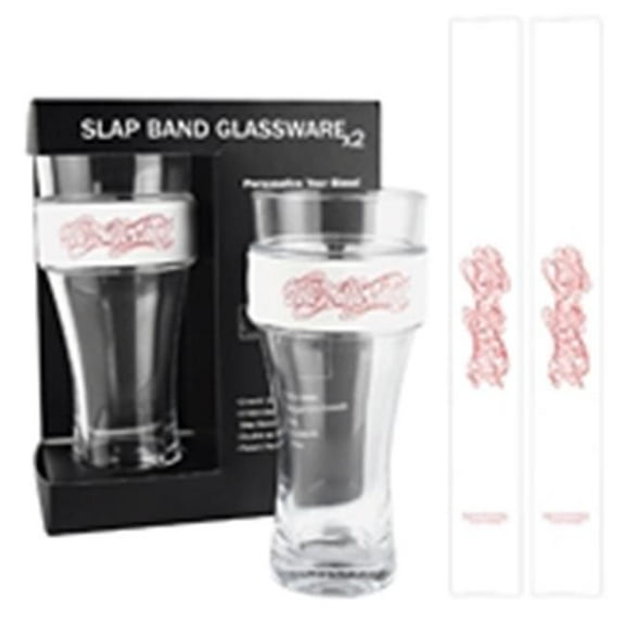 iConic 2M-A02-3002 Aerosmith Slap Band Glassware, White Slap Band with Red Logo, Pack of 2