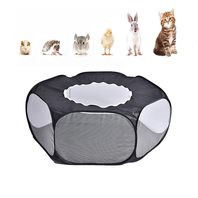 1 parque infantil para animales pequeños (negro), parque infantil plegable para mascotas con cremallera, jaulas, carpa, valla de ejercicio transparente y transpirable para perros, gatos y conejos