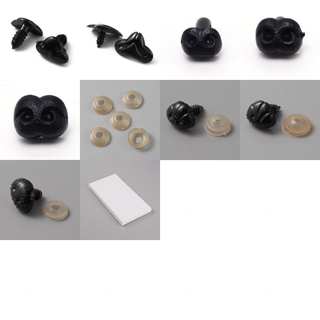 Narices de seguridad de plástico con forma de zorro y espaciador para manualidades, juguetes de crochet y animales de peluche, color negro, 11 x 17 x 16,5 mm