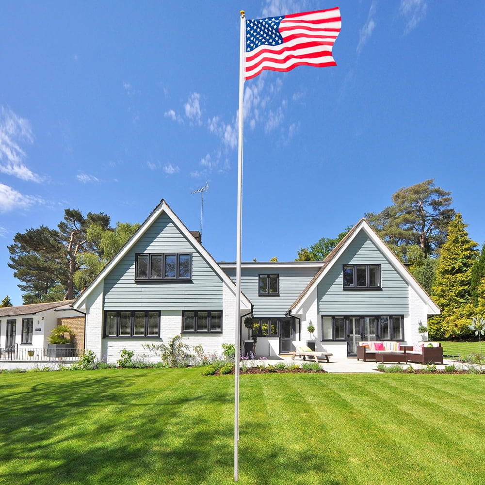20ft Outdoor Decoration Sectional Halyard Pole US America Flag Flagpole Kit