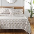 thumbnail image 3 of Better Homes & Gardens 300 Thread Count Cotton Sateen Bed Sheet Set, Bashful Blooms Warm, 4-Piece, Queen, 3 of 5