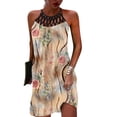 thumbnail image 1 of SMihono Robe d'Été Grande Taille pour Femmes 2023 Mode Col Rond Sans Manches Imprimé Bretelles, 1 of 4