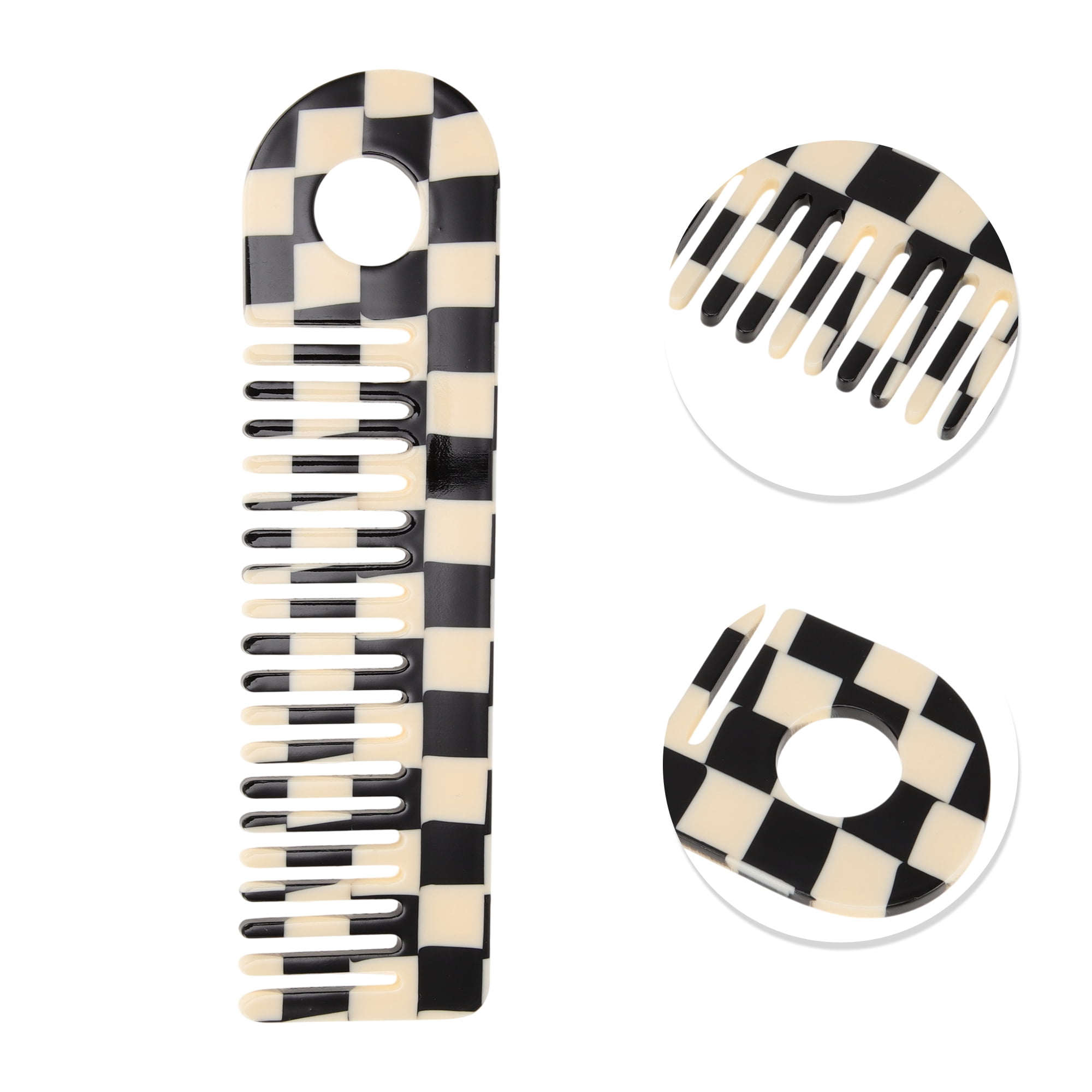 Unique Bargains 1 Pc Exquisite Marble Pattern Hair Comb for All Hair Types Black, White