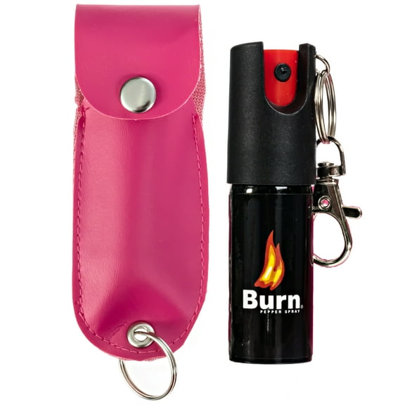 BURN Pepper Spray 1/2oz Max Strength Self Defense in Pink Holster