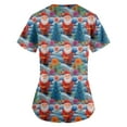 thumbnail image 5 of Garbnen Christmas Women's Scrub Tops V Neck Short Sleeve Workout Top Holiday Print Nurse Working Uniforms with Pockets S-5XL, 5 of 6