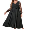 thumbnail image 2 of LSLJS Women's Plus-Size Lace High-Waist Lace-Up Long Sleeve V-Neck Dress, 2 of 6