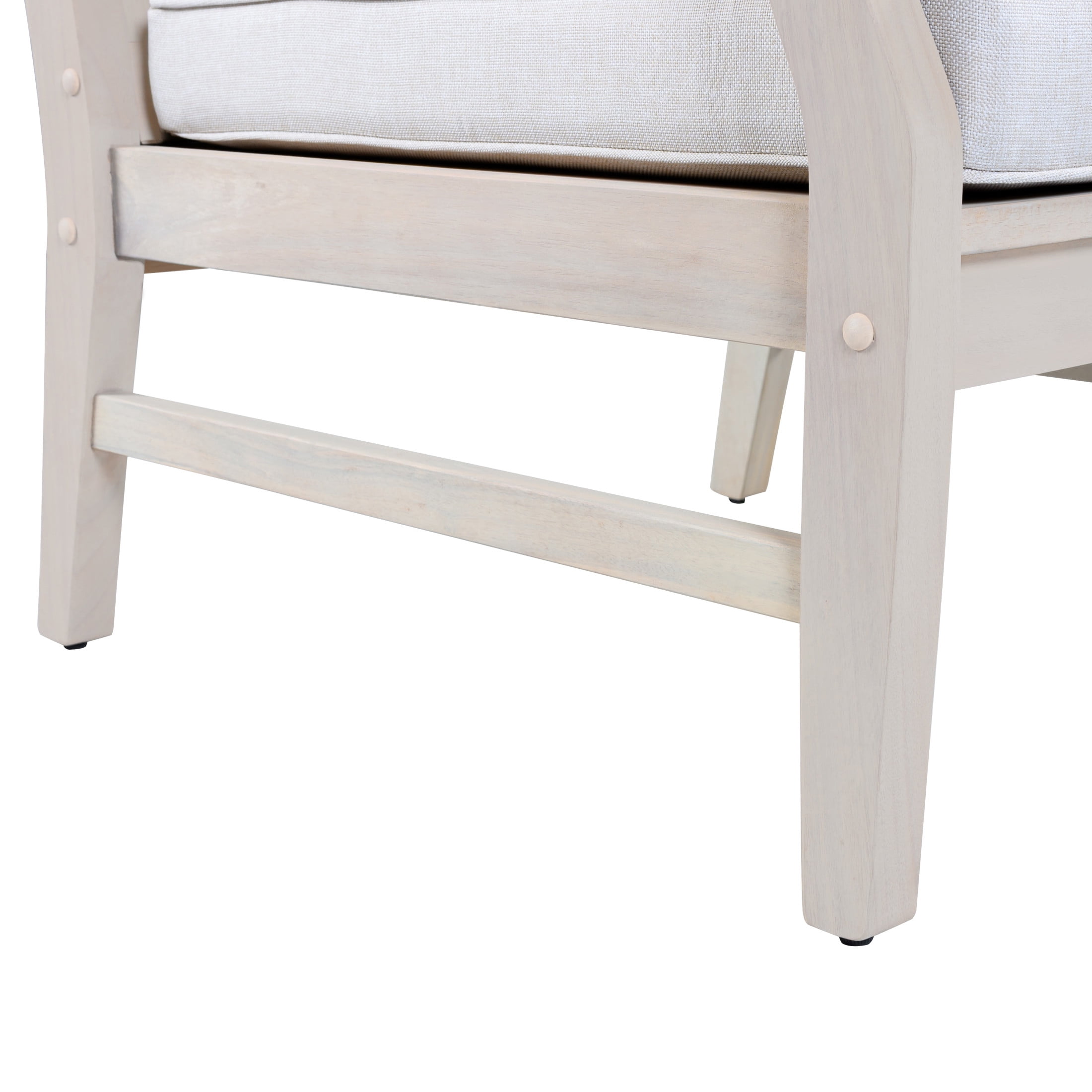Christopher Knight Home Acacia Wood Outdoor Chat Set, Club Chairs with Cushions and Side Table, Light White