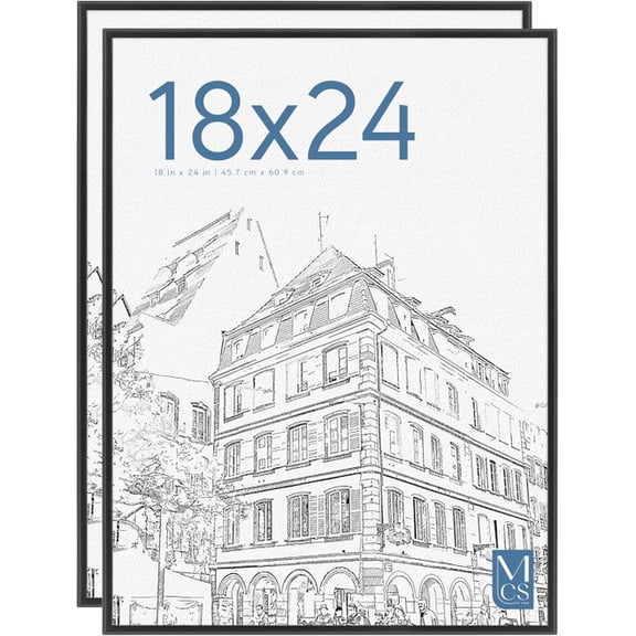 MCS Original Poster Frame 18x24 Black Lightweight Vertical & Horizontal Wall Hanging Large Picture Frame for Posters, Art Prints & Gallery Wall (2-Pack)