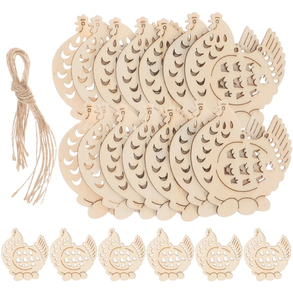 KAKOWELY 20Pcs Diy Wood Slices Chicken Shape for Christmas Decorations and Long Term Use